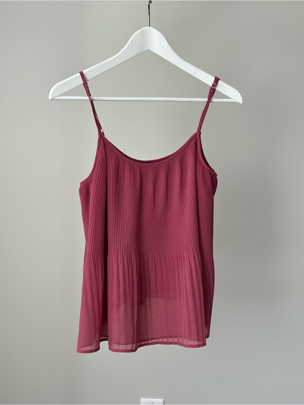 Abercrombie & Fitch Pleated Spaghetti Strap Cami - Berry